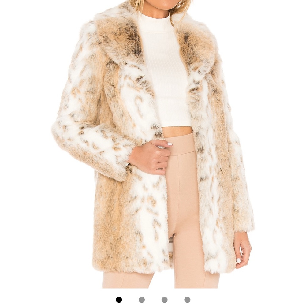 MAJORELLE Tatiana Faux Fur Coat in Arctic Fox Cream and Tan size S -sold out